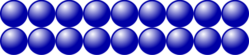 Beads quantitative picture for multiplication 2x9