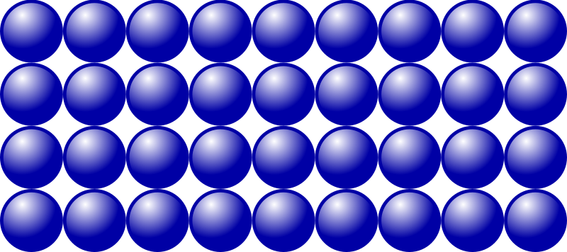 Beads quantitative picture for multiplication 4x9