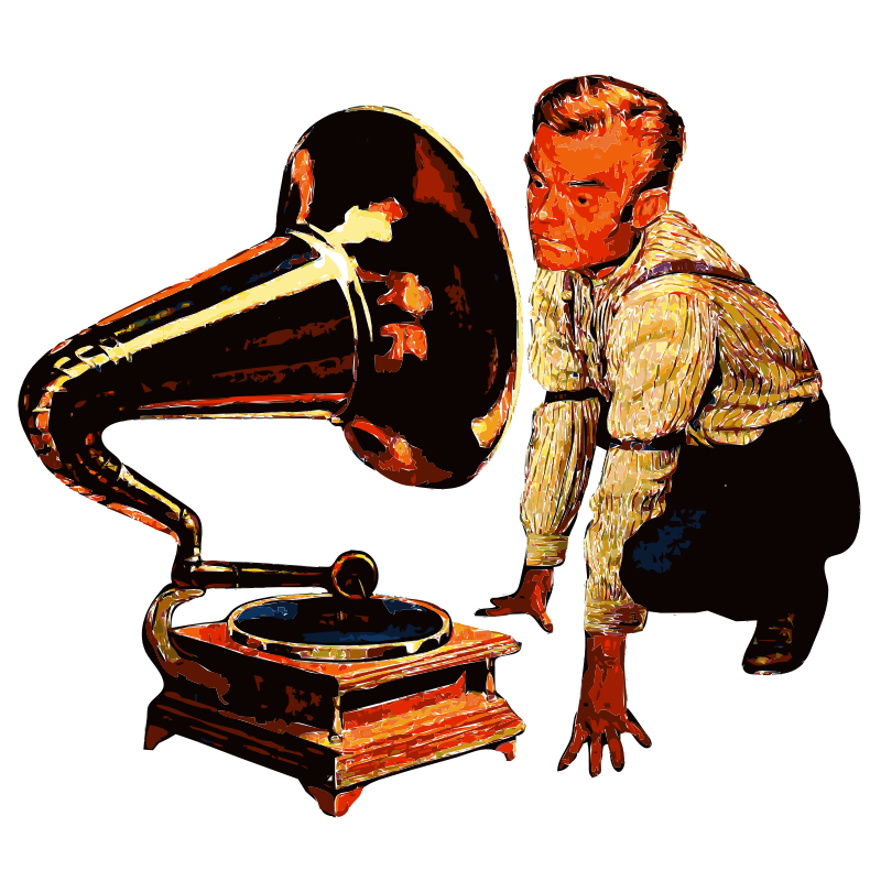 Man listening to Gramophone Saturized