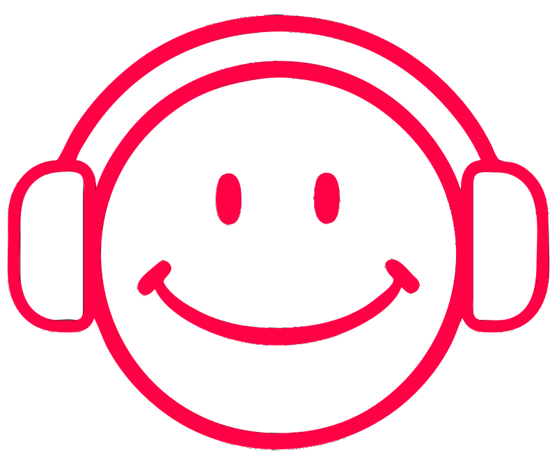 smiley wearing headphones