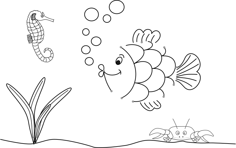 Fish Line Art - Openclipart