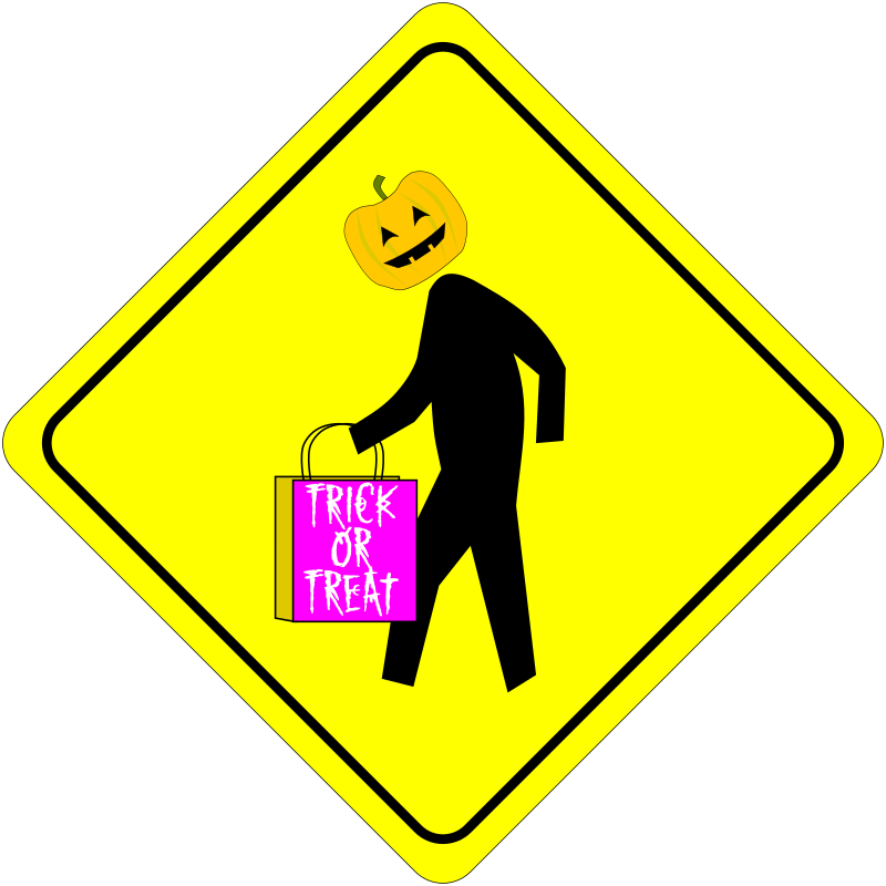 Halloween Pedestrian Caution Sign