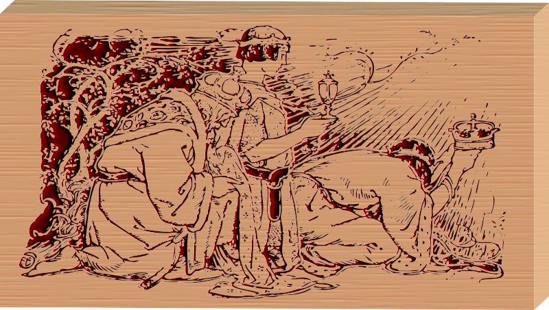 THREE KINGS ETCHED ON WOOD