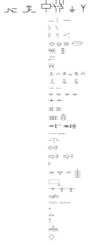 GOST Electronic symbols: Wires, switches, connectors etc