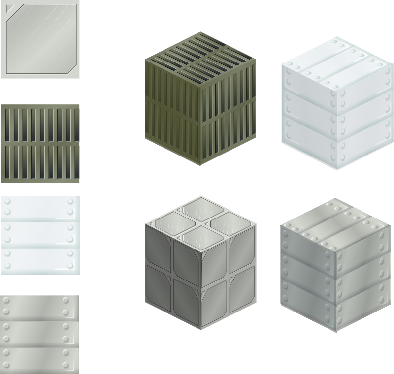 set of metalic tiles