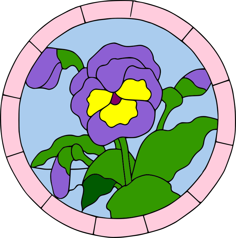 Colored Pansy Stained Glass