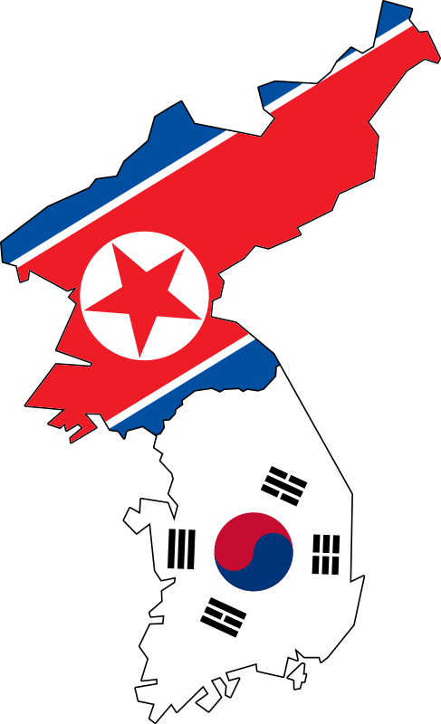 North & South Korea Flag Map (No Jeju)