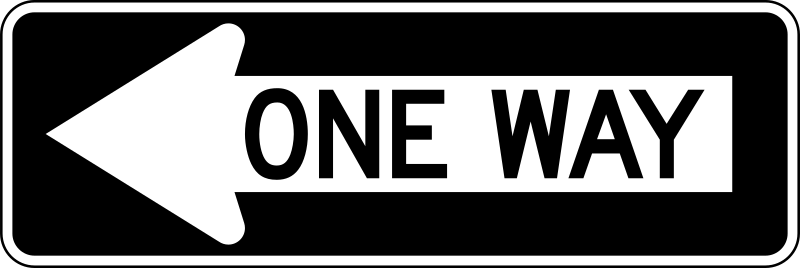 One Way Left traffic sign, horizontal