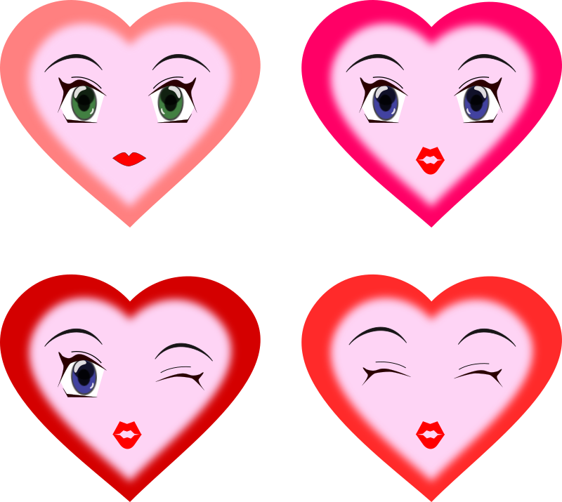 winking animated smiley face with hearts clipart