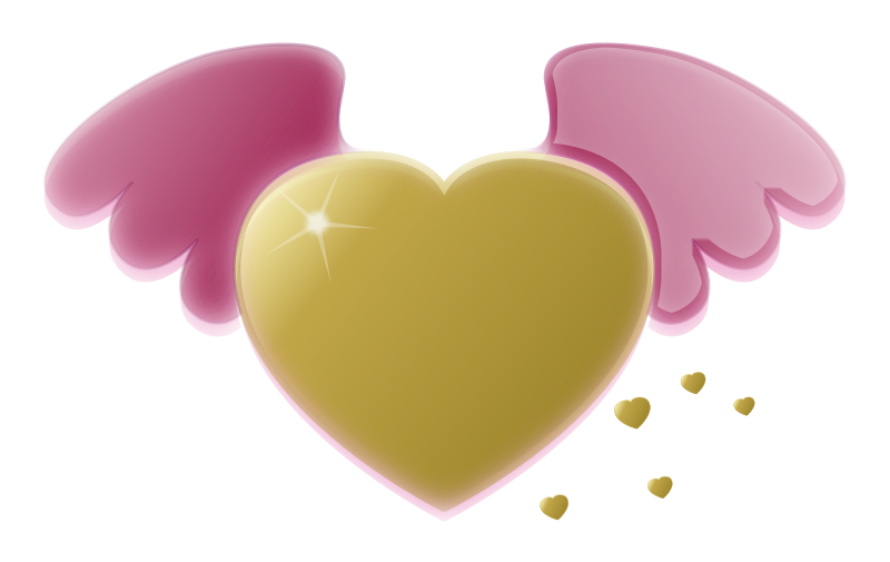 Gold Heart with Pink Wings