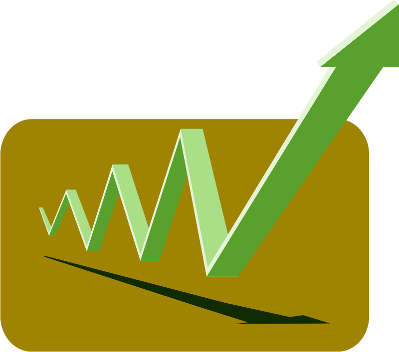 financial graph arrows green up