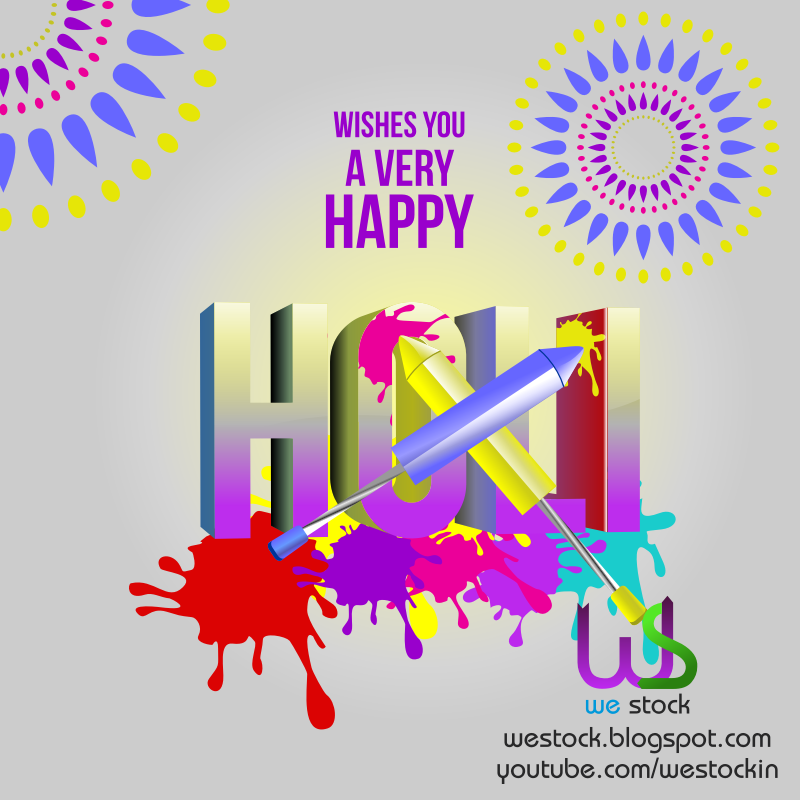 HOLI 3D STYLE WITH COLORS, SPLASHES & PICHKAARI