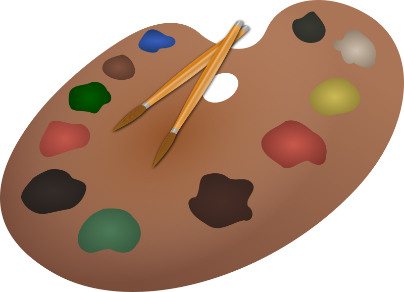 Palette and paintbrushes