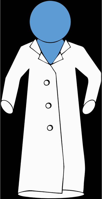 lab coat on blue figure