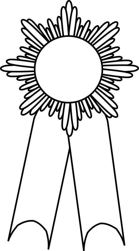 Black and white prize ribbon