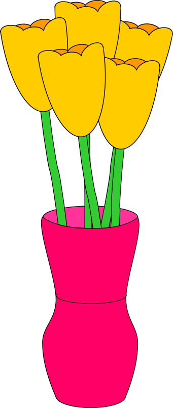 Pink vase of tulips