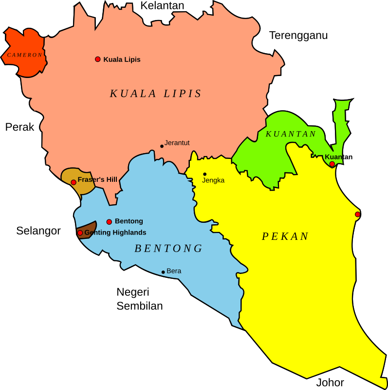 Map of Pahang, Malaysia