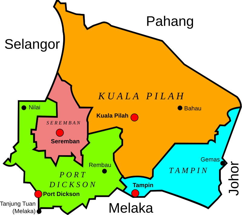 Map of Negeri Sembilan, Malaysia