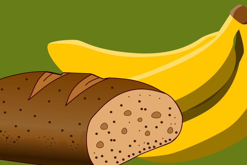 Bread and banana as still life