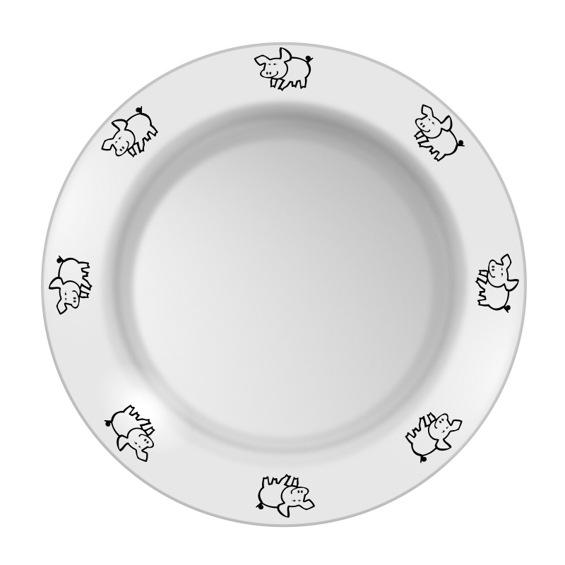 Plate with pig pattern