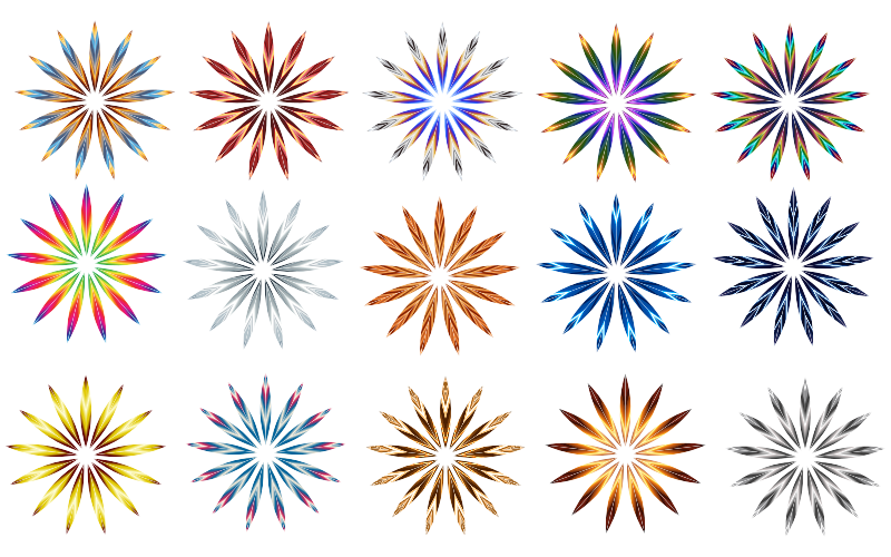 Set Of 15 Colorful "Flower" Shapes