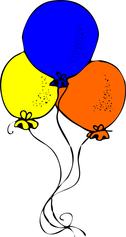 Blue orange and yellow balloons