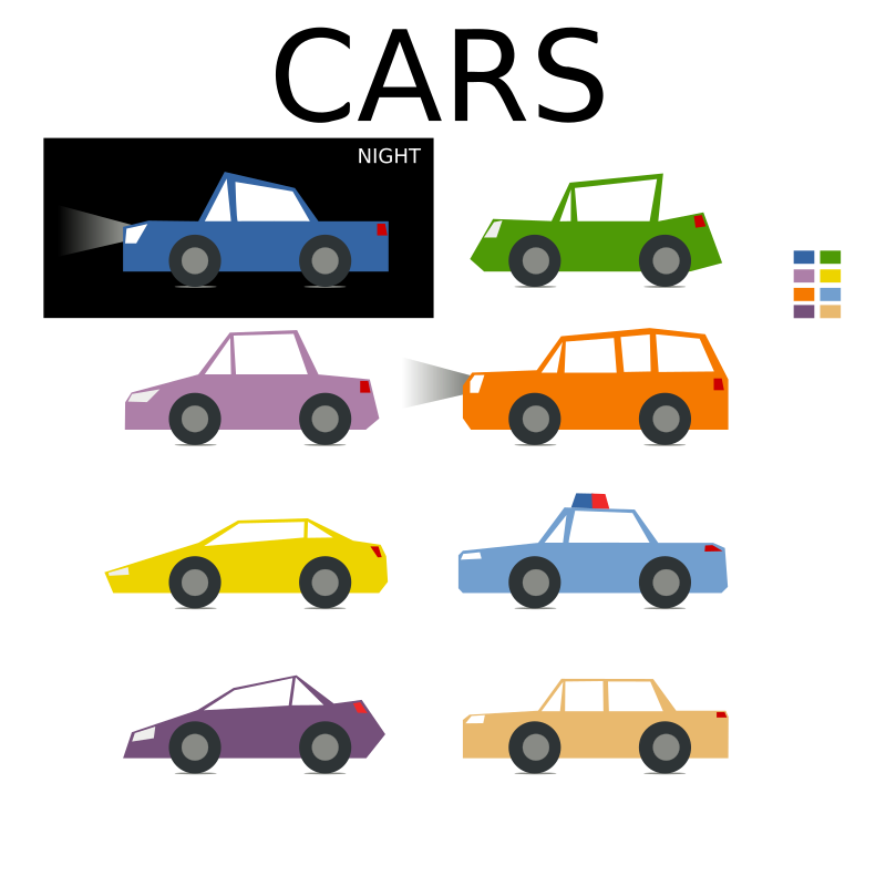 Minimal colored car collection for games