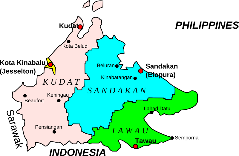 Map of Sabah, Malaysia