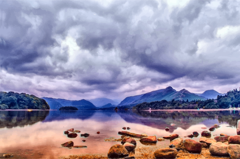 Cloudy Lake Landscape