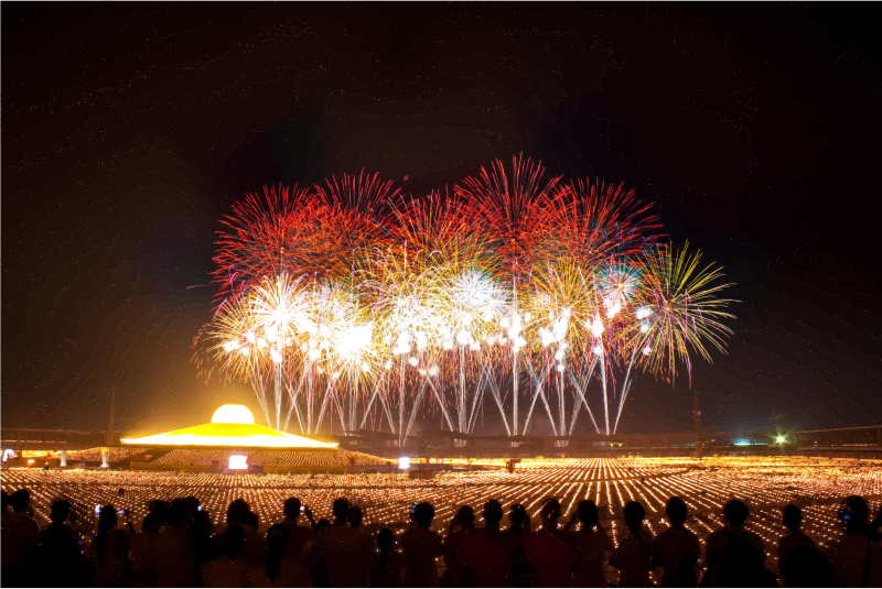 People Watch New Years Eve FIreworks Celebration