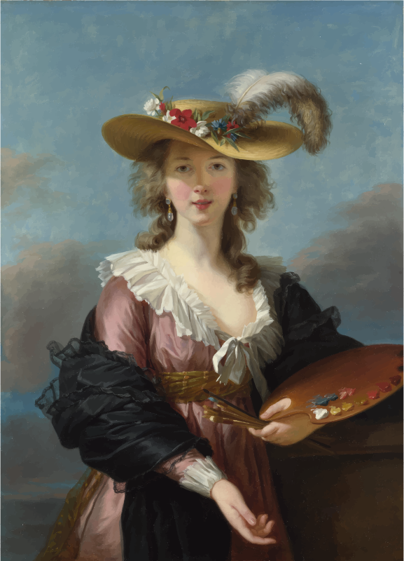 Self portrait in a Straw Hat by Elisabeth Louise Vigee Lebrun