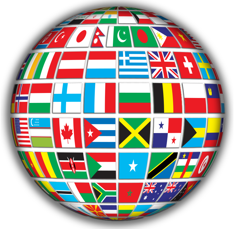 World Flags Globe With Shading