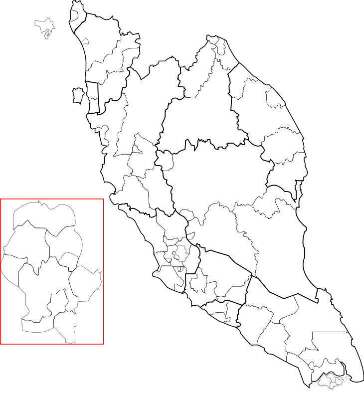 Blank map of Peninsular Malaysia