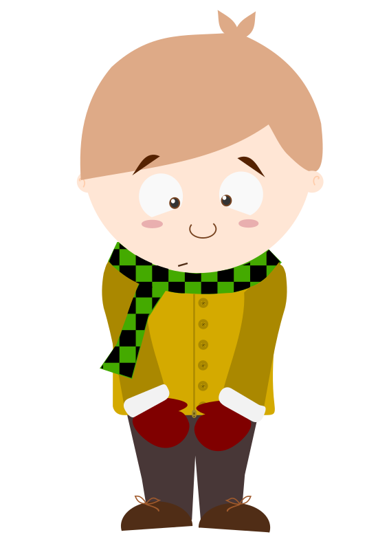 Cartoon shy kid - Openclipart