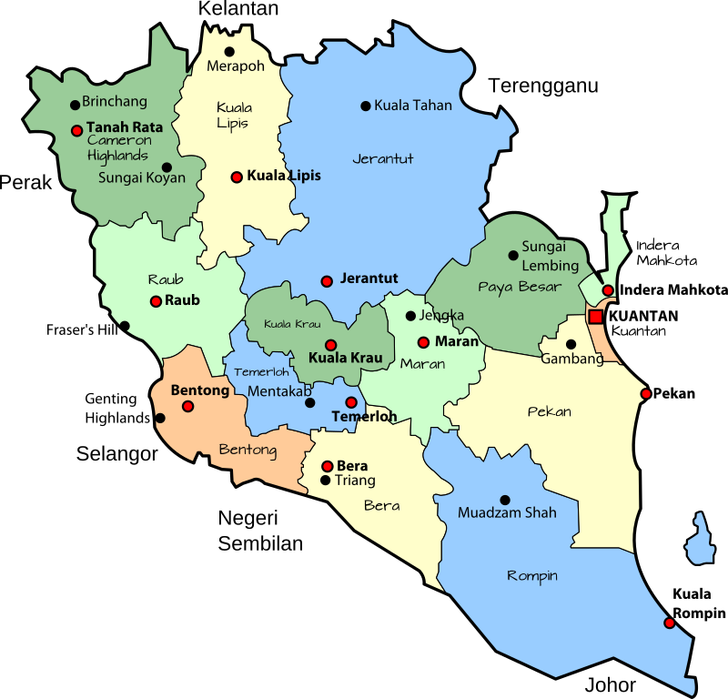 Parliamentary Map Of Pahang Malaysia Openclipart   220739