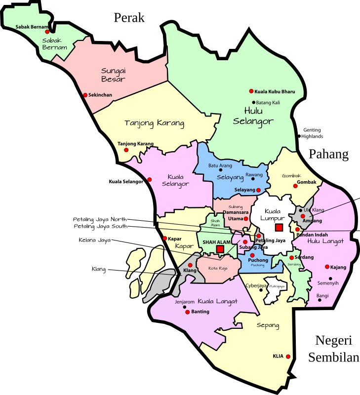 Parliamentary Map Of Selangor Malaysia Openclipart