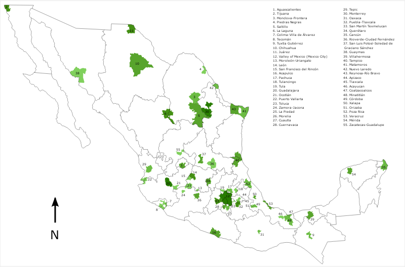 Metropolitan areas of Mexico - Openclipart