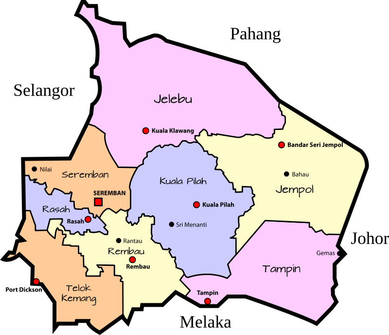 Parliamentary map of Negeri Sembilan, Malaysia