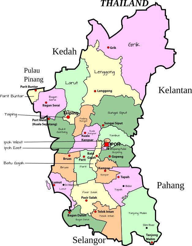 Parliamentary map of Perak, Malaysia