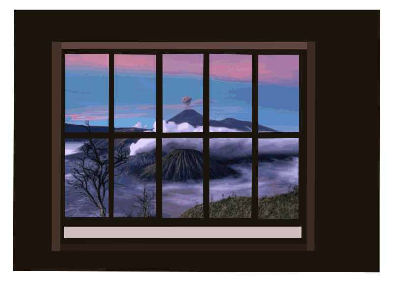 Window with mountain-view