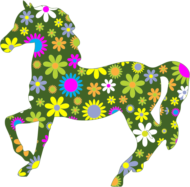 Retro Floral Horse