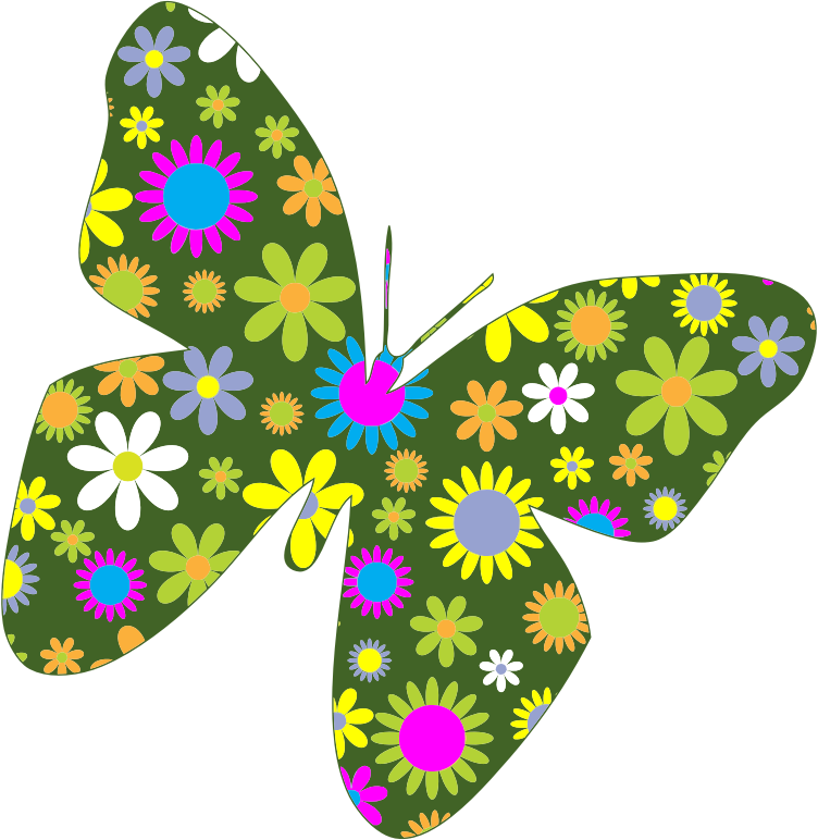 Retro Floral Butterfly - Openclipart