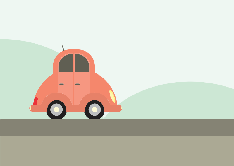 Cartoon Car Landscape - Openclipart