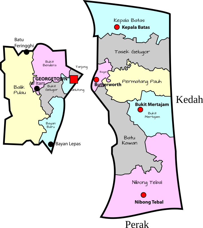 Parliamentary Map Of Penang Malaysia Openclipart   221349