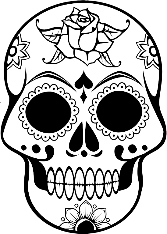 Ornate Skull Lineart - Openclipart