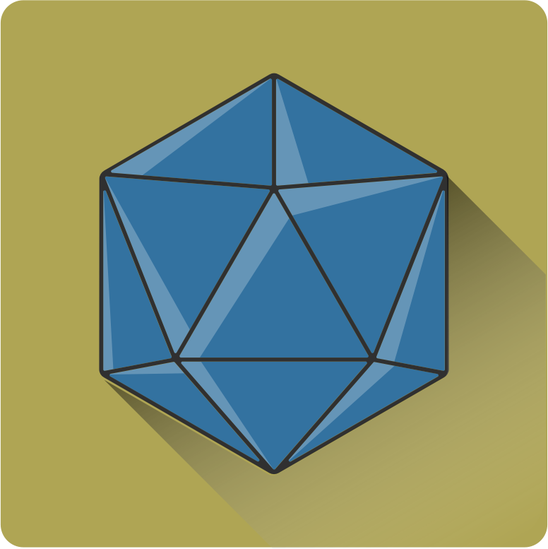 shadowed 20 sided dice icon