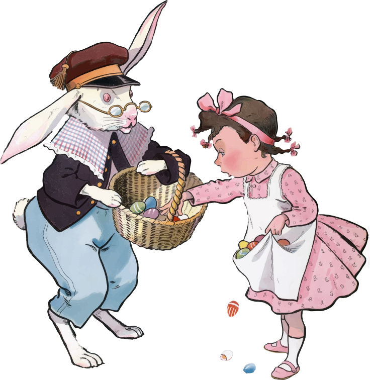 Vintage Easter Bunny And Girl