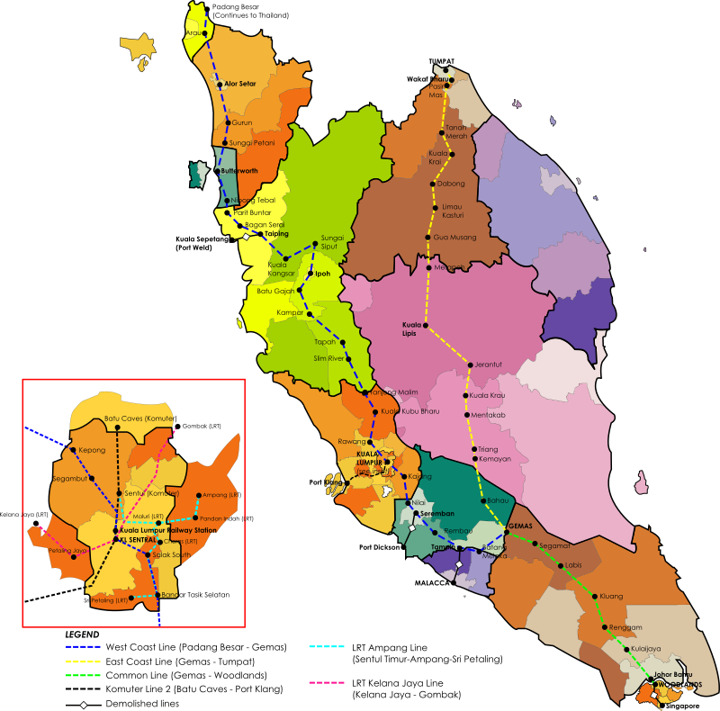 Peninsular Malaysia Railway Map (v2)