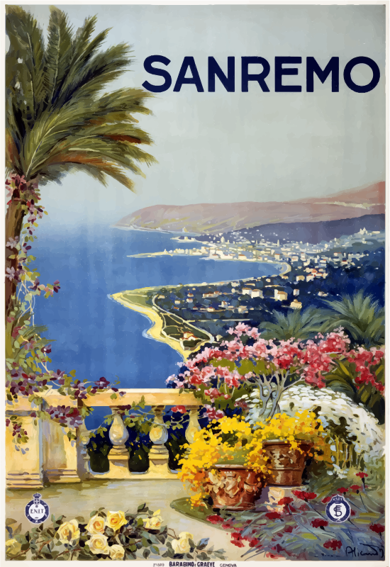 Vintage Travel Poster Sanremo Italy