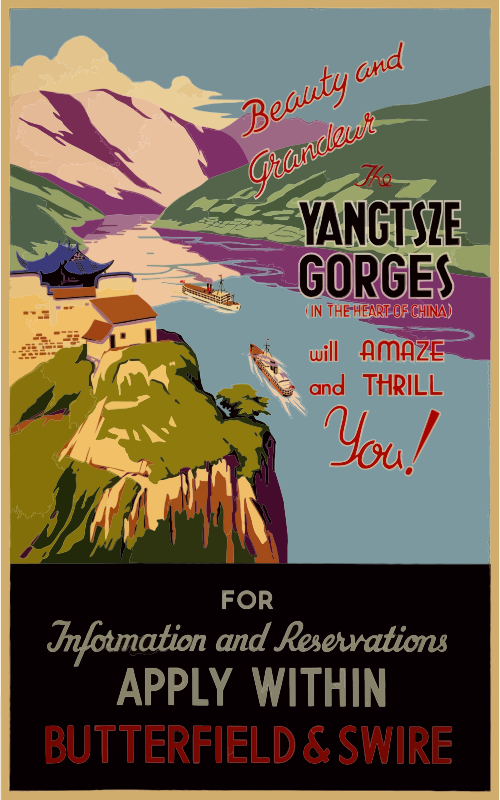 Vintage Travel Poster Yangtsze Gorges China